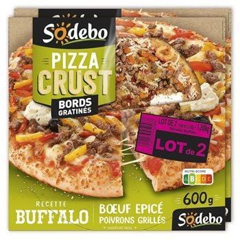 Pizza pâte fine Crust Sodebo Buffalo - Lot de 2 - 2x600g