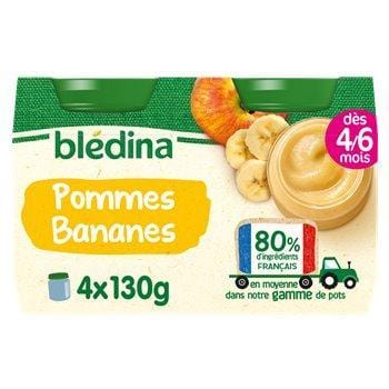 Purée de fruits Blédina 4 mois Pommes/Bananes - 4x130g
