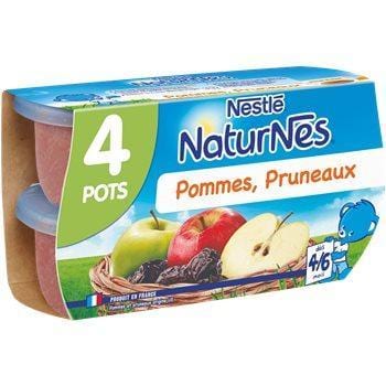 Purée de fruits Naturnes Pommes Pruneaux 4/6 mois 4x130g