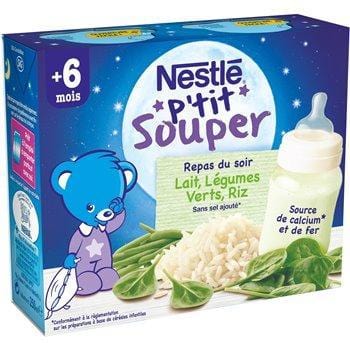 Nestle P'tit Souper Lait Legumes Verts Riz 2x250ml