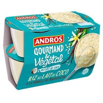 Andros Gourmand et Végétal Riz au Lait Coco Vanille  4x100g