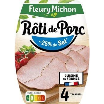 Rôti de porc cuit Fleury Michon -25% de sel x4 - 160g