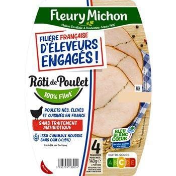 Rôti de poulet Fleury Michon d'éleveurs engagés x4 - 140g