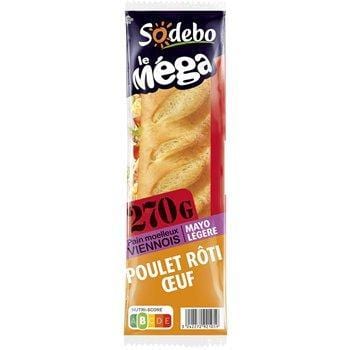 Sandwich Mega Baguette Sodebo Viennois Poulet Mayo - 270g