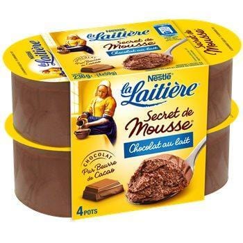 La Laitière Secret de Mousse Chocolat au Lait  4x59g