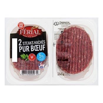 Steak haché Férial pur boeuf 5%mg 2x125g