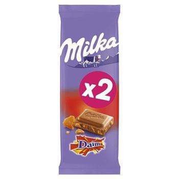 Tablette chocolat au lait Milka Eclats de caramel Daim - 2x100g