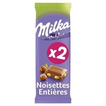 Tablette chocolat au lait Milka Noisettes entières - 2x100g