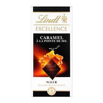 Tablette de chocolat noir Lindt Caramel Pointe de sel - 100g